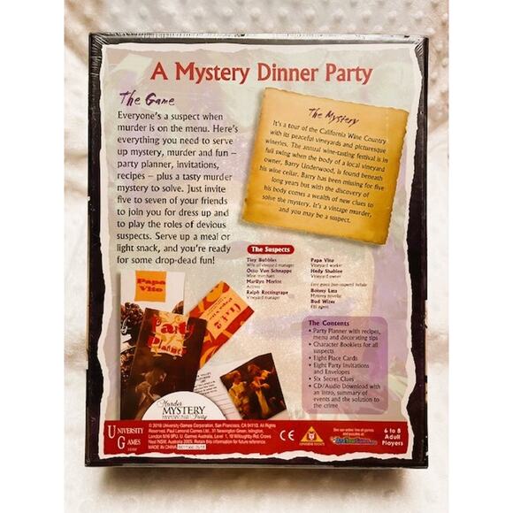 Murder Mystery Party "A Taste for Wine and Murder" Role Play Game- NEW, SEALED - Picture 2 of 6